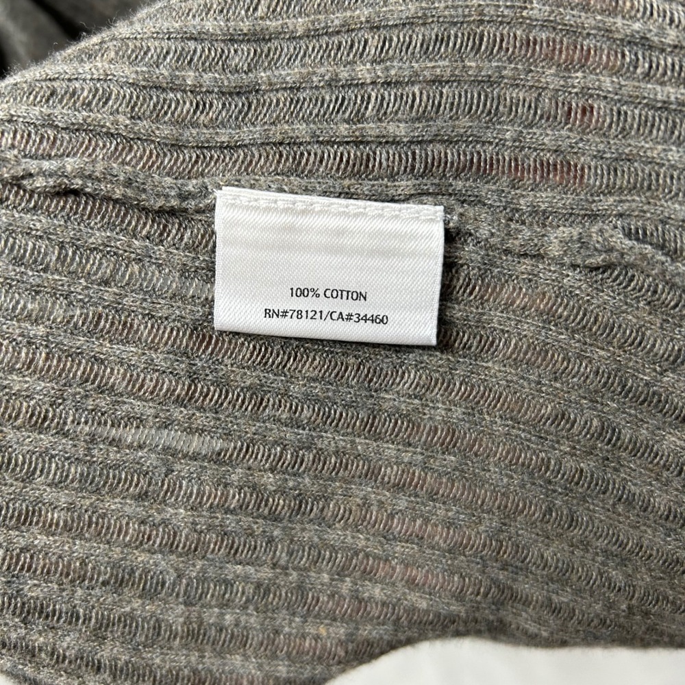Eileen Fisher Cardigan Womens XL Grey Ribbed Knit 100% Cotton Open Front Sweater - Picture 6 of 8